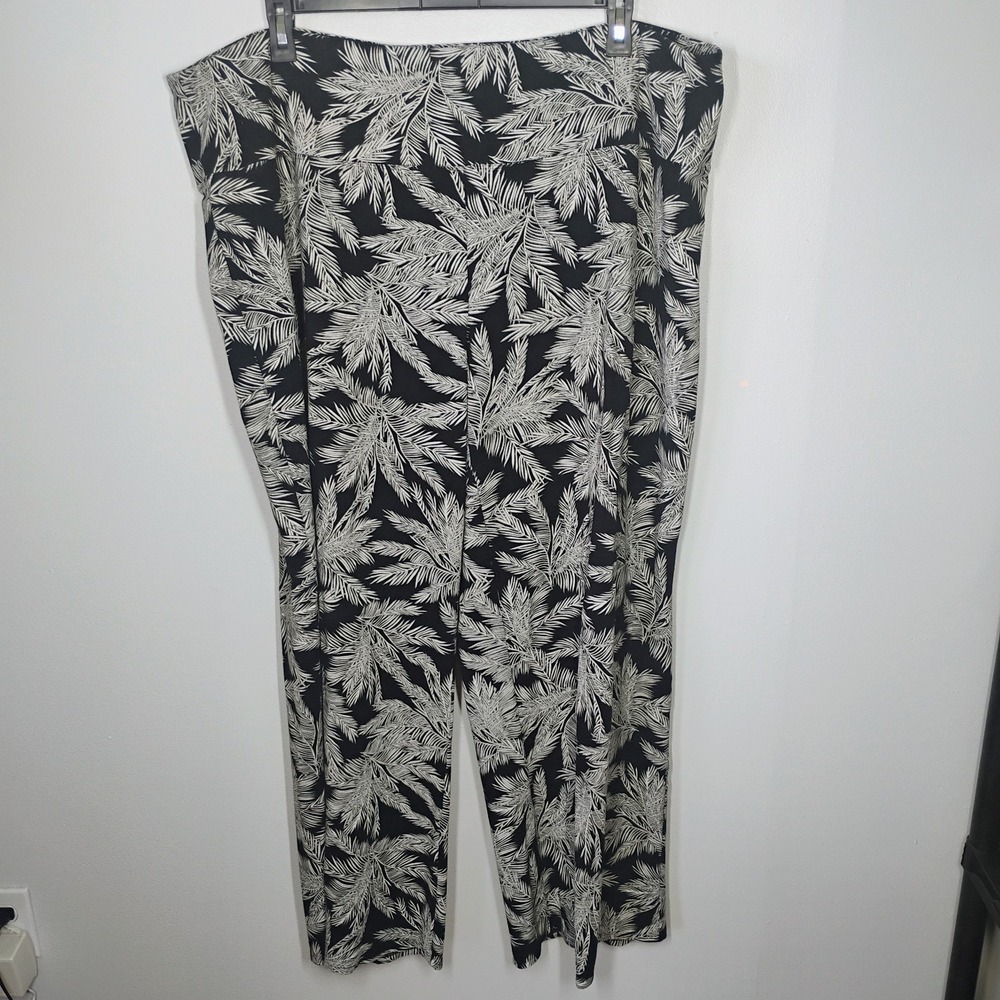 J. Jill Wearever Collection Smooth Fit Full Leg Pants 4X Black Cream Tropical